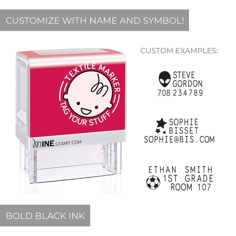Mine Consolidated Stamp Mine Personalized Stamp Kit, Black, 2.9" x 1" x 2.3" - Image 2